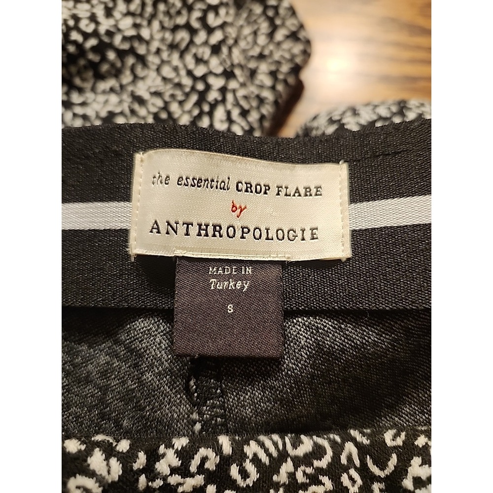 Anthropologie Essential Crop Flare Pants Womens Pull On Size Small Black & White - Picture 2 of 10